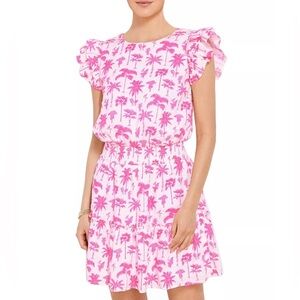 Hot Pink Palm Tree Vineyard Vines Dress XL 14 16